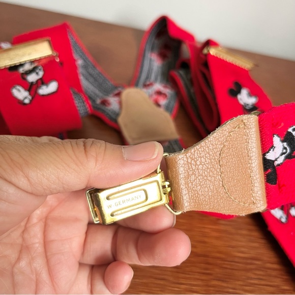 Walt Disney Productions by JG Hook Red Mickey Mouse Suspenders Made Germany VTG - Picture 3 of 6